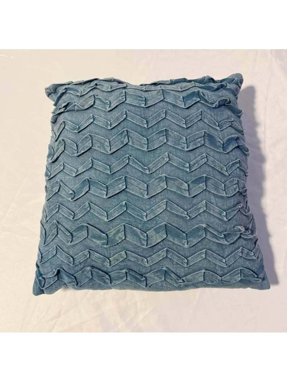 Blue Chevron Textured Accent Throw Pillow